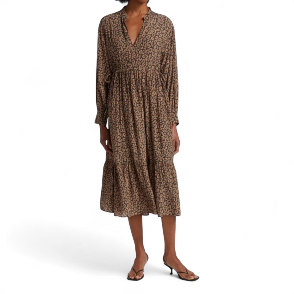 RAILS Maple Dress Batik Cheetah Leopard Print Tiered Boho Midi Button Front XXS‎ - Picture 10 of 15